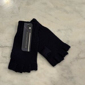 Navy Knit Fingerless Gloves